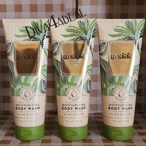 3x Bath & Body Works WAIKIKI BEACH COCONUT Body Wash Collection Set Lot Bundle